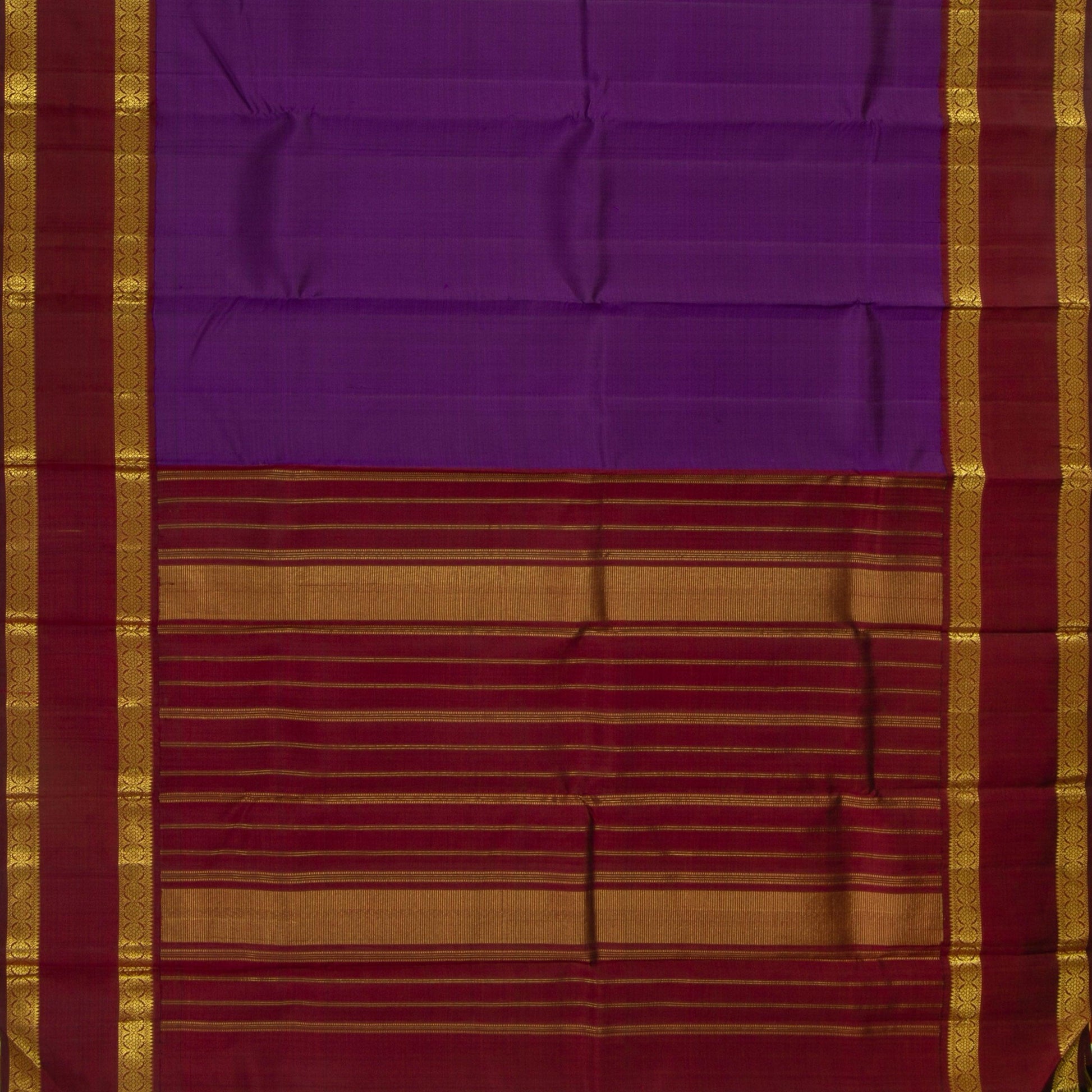 Purple And Maroon Kanjivaram Silk Saree With Rettai Pettu Border For Festive Wear PV NYC 1197 - Silk Sari - Panjavarnam PV NYC 1197