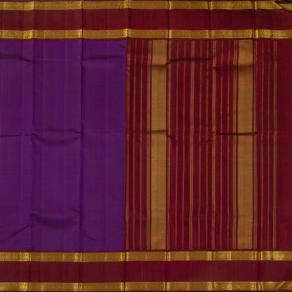 Purple And Maroon Kanjivaram Silk Saree With Rettai Pettu Border For Festive Wear PV NYC 1197 - Silk Sari - Panjavarnam PV NYC 1197