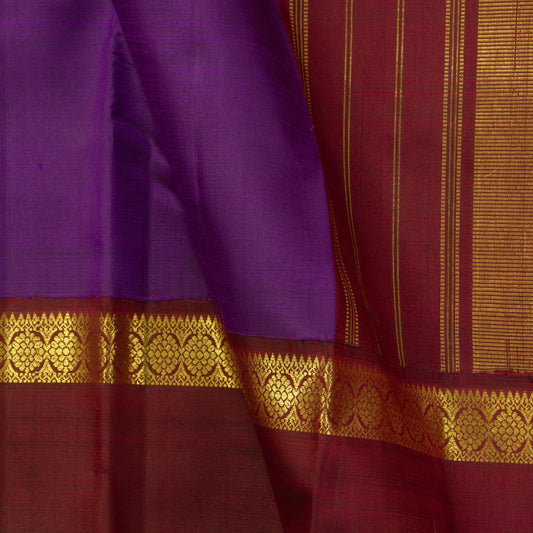 Purple And Maroon Kanjivaram Silk Saree With Rettai Pettu Border For Festive Wear PV NYC 1197 - Silk Sari - Panjavarnam PV NYC 1197
