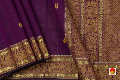 Purple And Mustard Kanchi Cotton Saree For Office Wear PV KC 405 - Cotton Saree - Panjavarnam PV KC 405