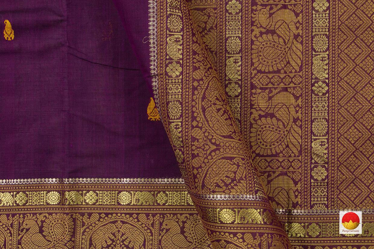 Purple And Mustard Kanchi Cotton Saree For Office Wear PV KC 405 - Cotton Saree - Panjavarnam PV KC 405