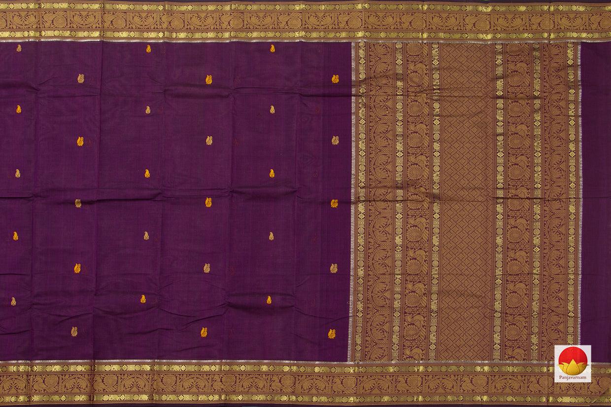 Purple And Mustard Kanchi Cotton Saree For Office Wear PV KC 405 - Cotton Saree - Panjavarnam PV KC 405