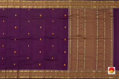 Purple And Mustard Kanchi Cotton Saree For Office Wear PV KC 405 - Cotton Saree - Panjavarnam PV KC 405