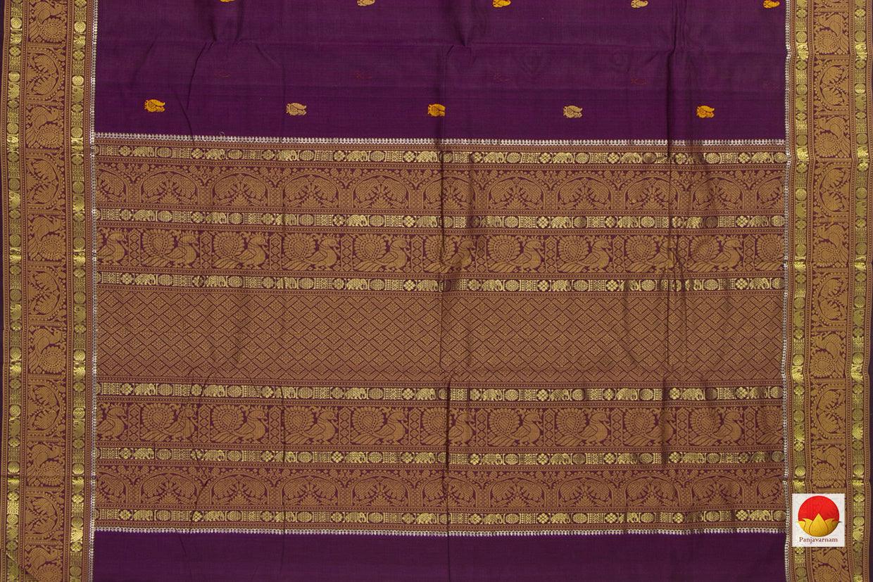 Purple And Mustard Kanchi Cotton Saree For Office Wear PV KC 405 - Cotton Saree - Panjavarnam PV KC 405