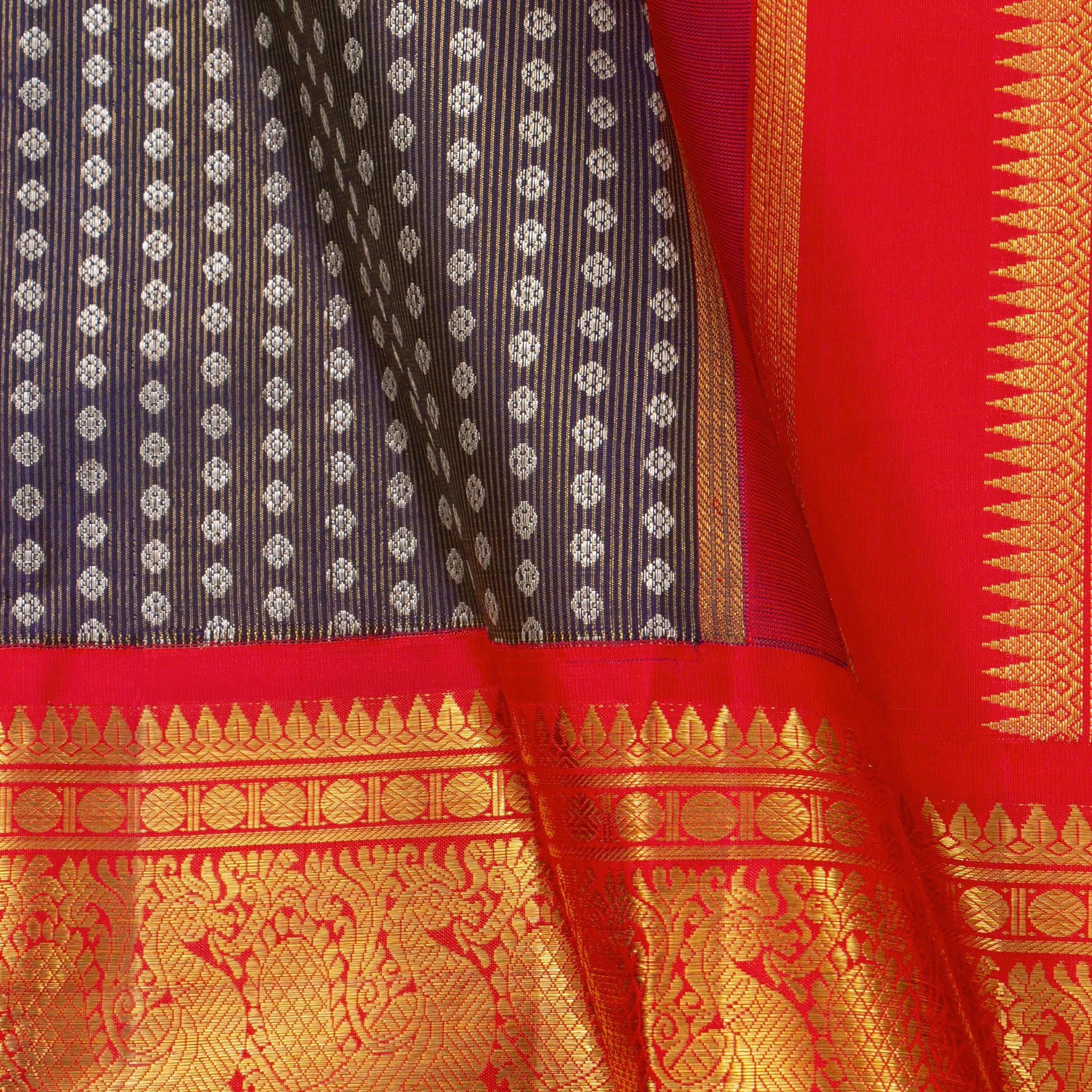 Purple And Red Kanchipuram Silk Saree For Wedding Wear PV NYC 1372 - Silk Sari - Panjavarnam PV NYC 1372