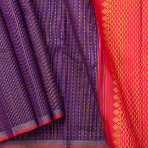 Purple And Red Kanjivaram Silk Saree With Antique Zari Stripes For Wedding Wear PV NYC 1248 - Silk Sari - Panjavarnam PV NYC 1248