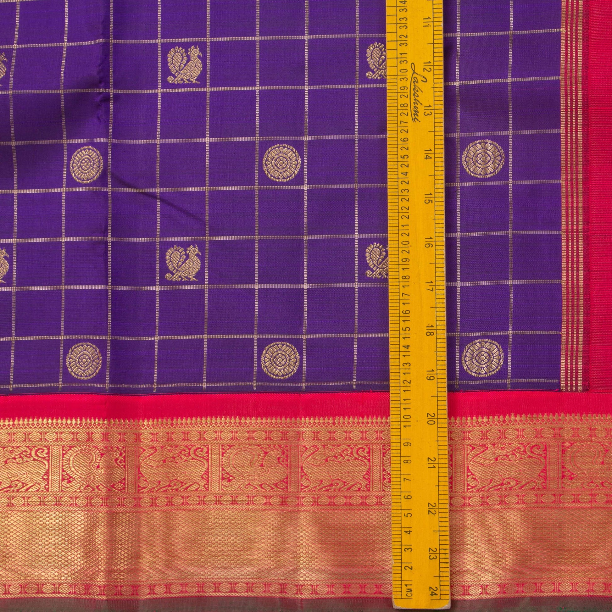 Purple And Red Kanjivaram Silk Saree With Contrast Korvai Border For Bridal Wear PV NYC 1153 - Silk Sari - Panjavarnam PV NYC 1153