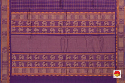 Purple Checked Kanchi Cotton Saree For Office Wear PV KC 394 - Cotton Saree - Panjavarnam