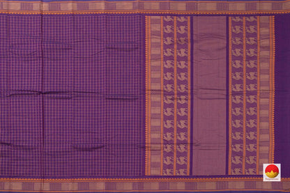 Purple Checked Kanchi Cotton Saree For Office Wear PV KC 394 - Cotton Saree - Panjavarnam PV KC 394