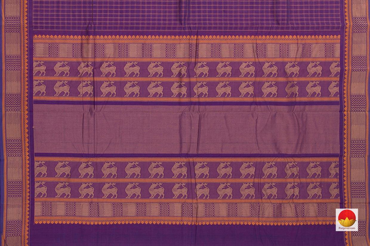 Purple Checked Kanchi Cotton Saree For Office Wear PV KC 394 - Cotton Saree - Panjavarnam PV KC 394