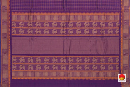 Purple Checked Kanchi Cotton Saree For Office Wear PV KC 394 - Cotton Saree - Panjavarnam PV KC 394