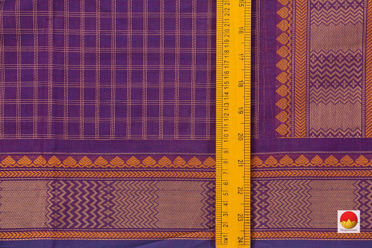 Purple Checked Kanchi Cotton Saree For Office Wear PV KC 394 - Cotton Saree - Panjavarnam PV KC 394