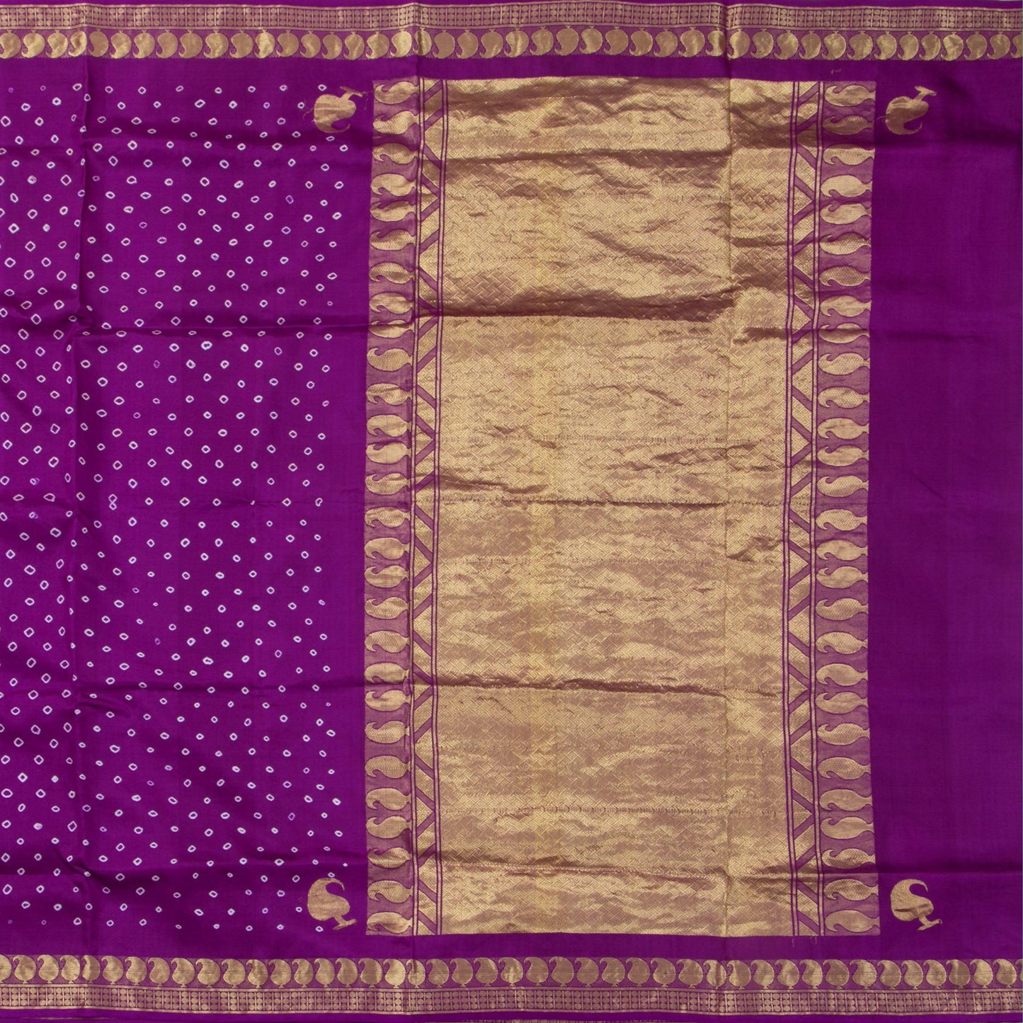 Purple Handwoven Kanchipuram Sungudi Silk Saree For Festive Wear PV SUN 101 - Silk Sari - Panjavarnam PV SUN 101