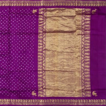 Purple Handwoven Kanchipuram Sungudi Silk Saree For Festive Wear PV SUN 101 - Silk Sari - Panjavarnam PV SUN 101