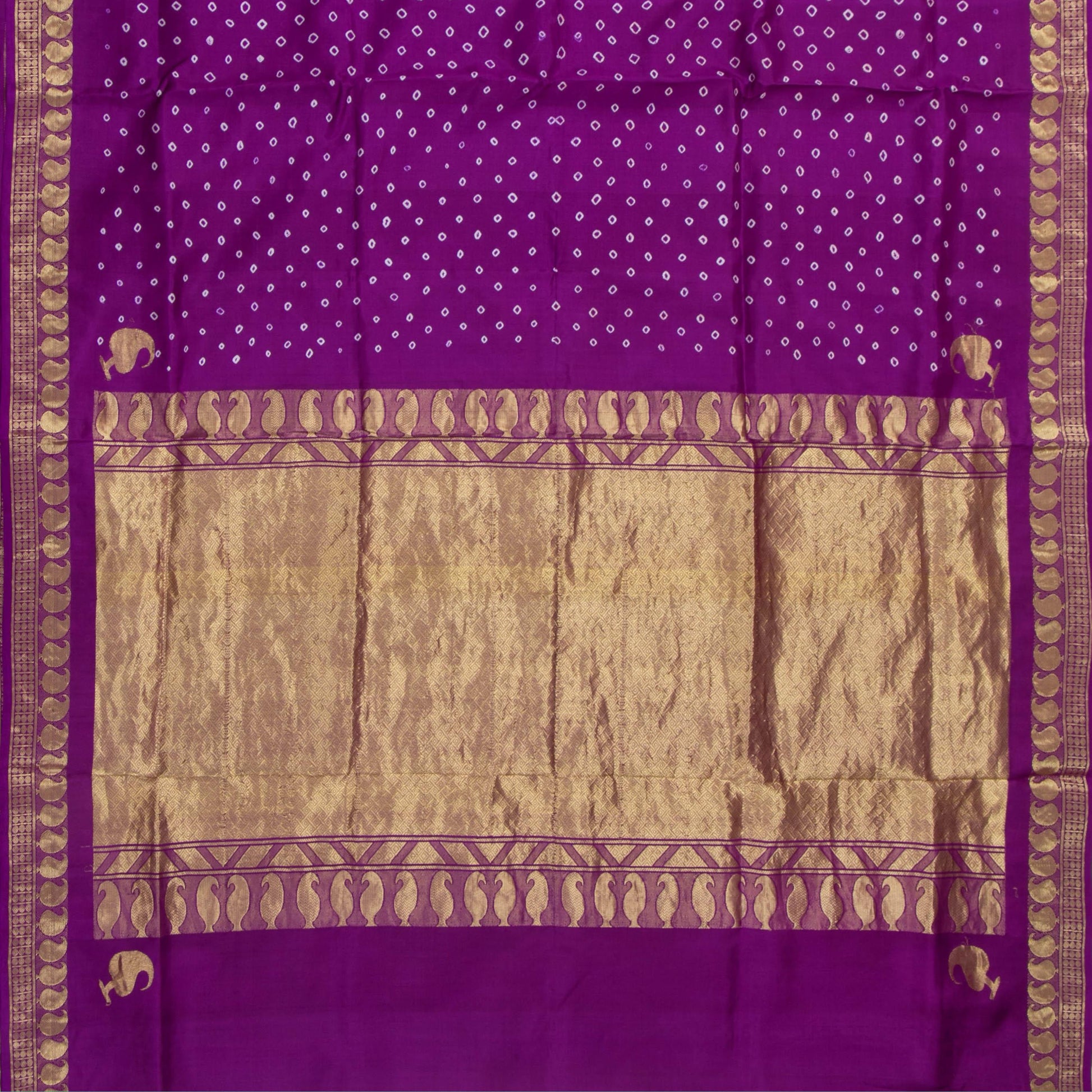 Purple Handwoven Kanchipuram Sungudi Silk Saree For Festive Wear PV SUN 101 - Silk Sari - Panjavarnam PV SUN 101