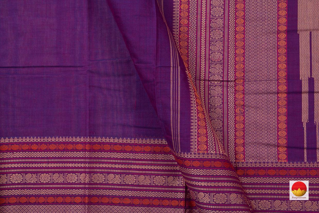 Purple Kanchi Cotton Saree Thread Work Border For Office Wear PV KC 384 - Cotton Saree - Panjavarnam