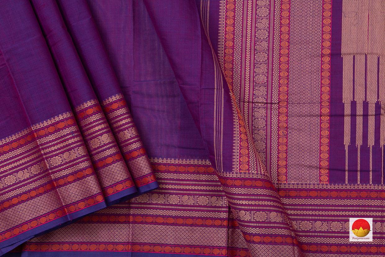 Purple Kanchi Cotton Saree Thread Work Border For Office Wear PV KC 384 - Cotton Saree - Panjavarnam PV KC 384