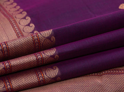 Purple Kanchi Cotton Saree With Butta For Office Wear PV KC 376 - Cotton Saree - Panjavarnam PV KC 376