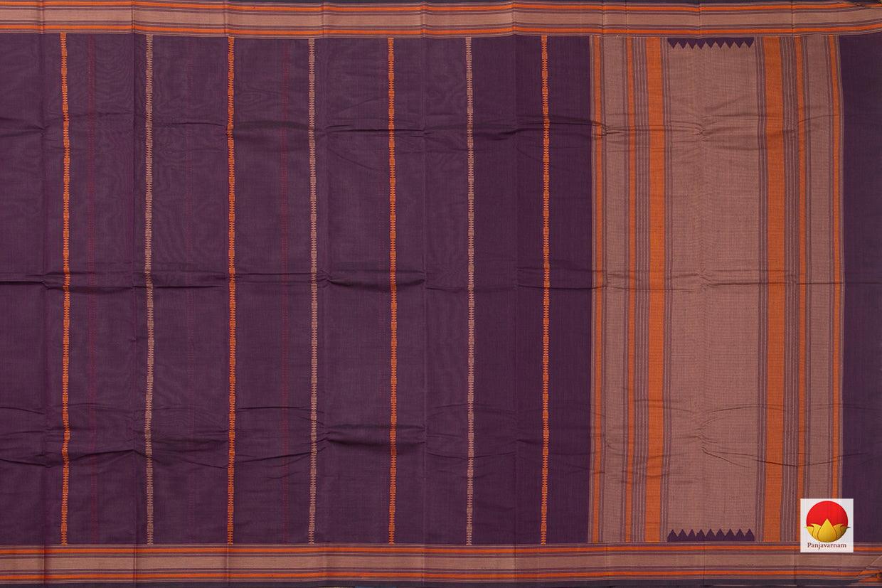 Purple Kanchi Cotton Saree With Vertical Stripes For Office Wear PV KC 381 - Cotton Saree - Panjavarnam