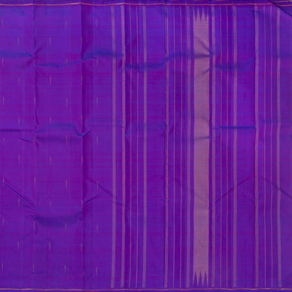 Purple Kanchipuram Borderless Silk Saree Handwoven Pure Silk Pure Zari For Festive Wear PV GTA 103 - Silk Sari - Panjavarnam PV GTA 103
