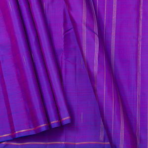 Purple Kanchipuram Borderless Silk Saree Handwoven Pure Silk Pure Zari For Festive Wear PV GTA 103 - Silk Sari - Panjavarnam PV GTA 103