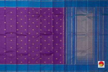 Purple Kanchipuram Silk Saree With A Contrast Blue Border Handwoven Pure Silk Pure Zari For Festive Wear PV NYC 927 - Silk Sari - Panjavarnam PV NYC 927