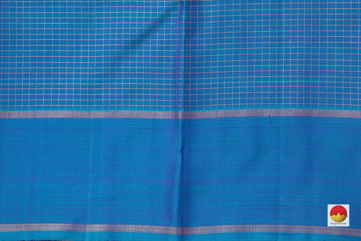 Purple Kanchipuram Silk Saree With A Contrast Blue Border Handwoven Pure Silk Pure Zari For Festive Wear PV NYC 927 - Silk Sari - Panjavarnam PV NYC 927