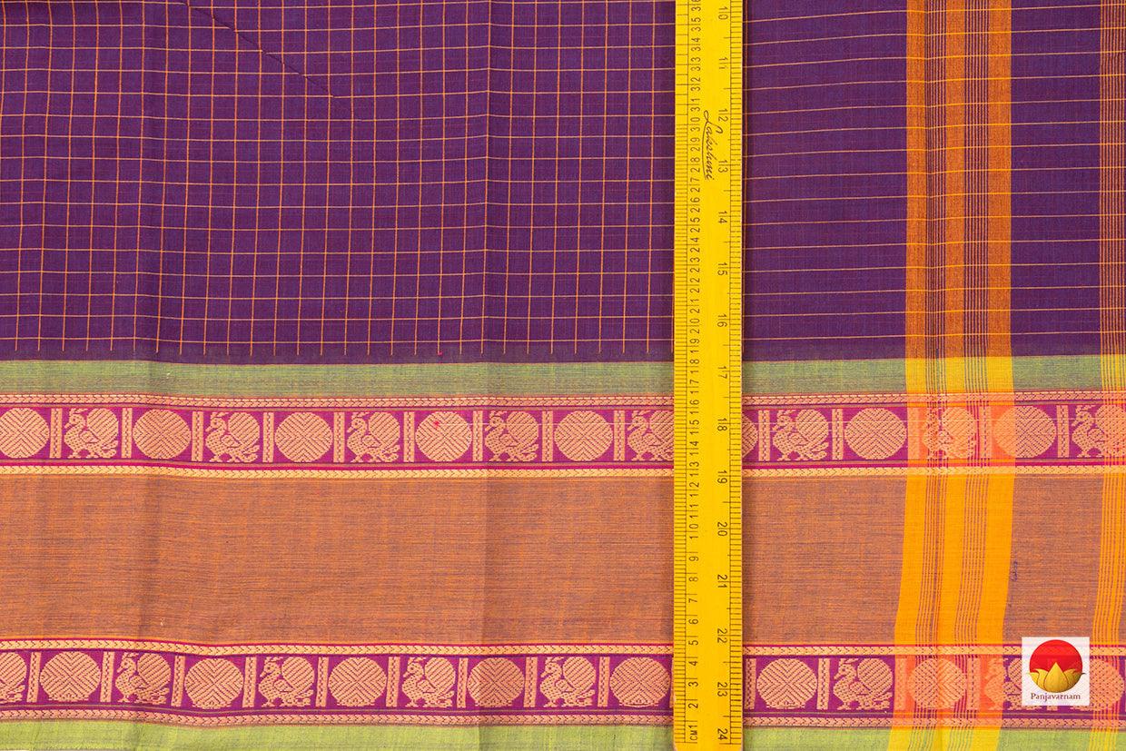 Purple With Mustard Checks Kanchi Cotton Saree For Office Wear PV KC 430 - Cotton Saree - Panjavarnam