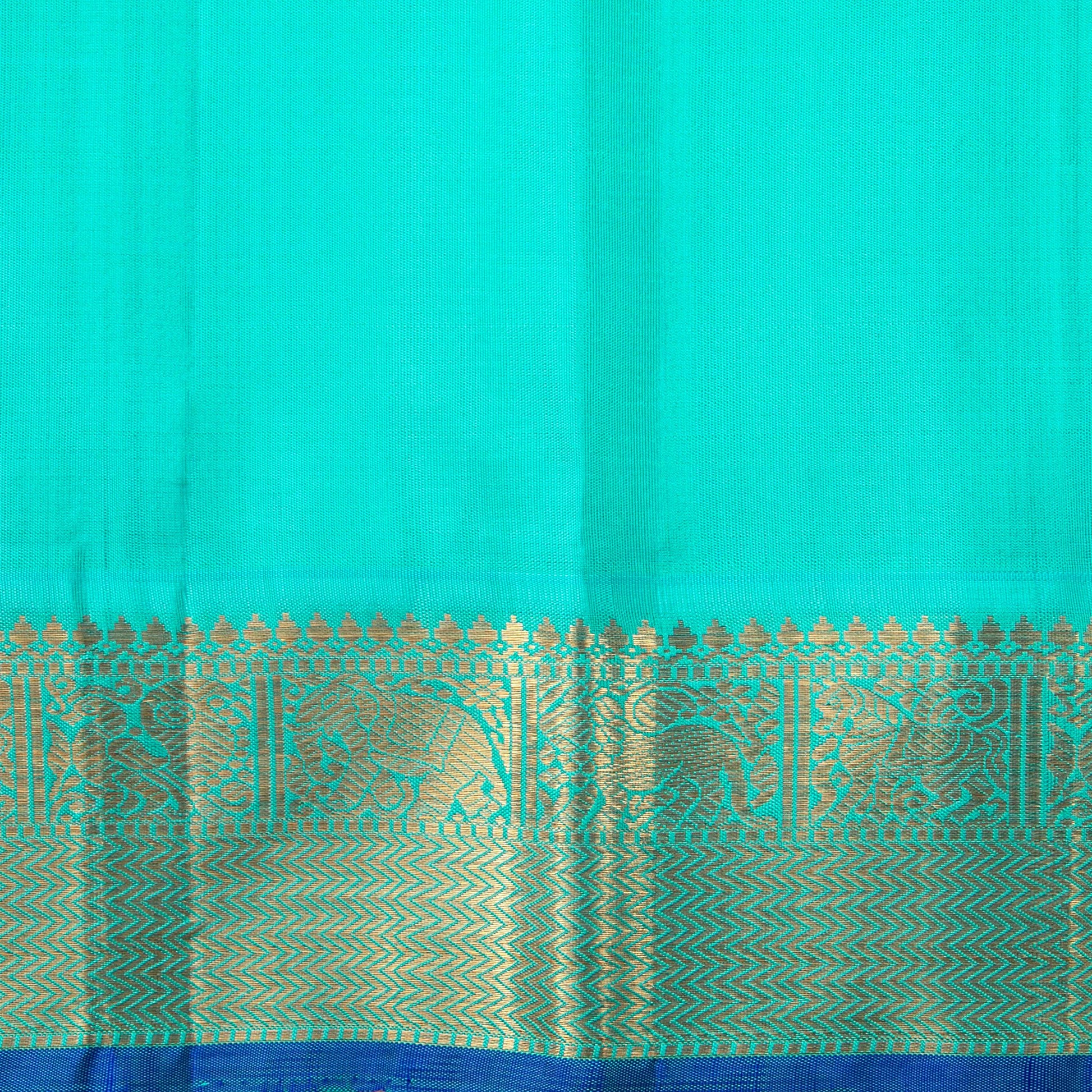 Red And Anandha Blue Kanchipuram Silk Saree For Festive Wear PV J 5205 - Silk Sari - Panjavarnam PV J 5205