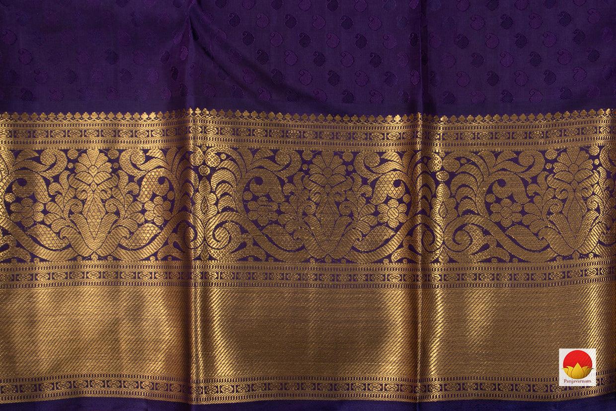 Red And Blue Kanchipuram Silk Saree Handwoven Pure Silk Pure Zari With Korvai Contrast Border For Wedding Wear PV NYC 725 - Silk Sari - Panjavarnam PV NYC 725