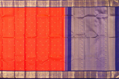 Red And Blue Kanchipuram Vairaoosi Silk Saree With Medium Border Handwoven Pure Silk For Wedding Wear PV NYC 1053 - Silk Sari - Panjavarnam PV NYC 1053