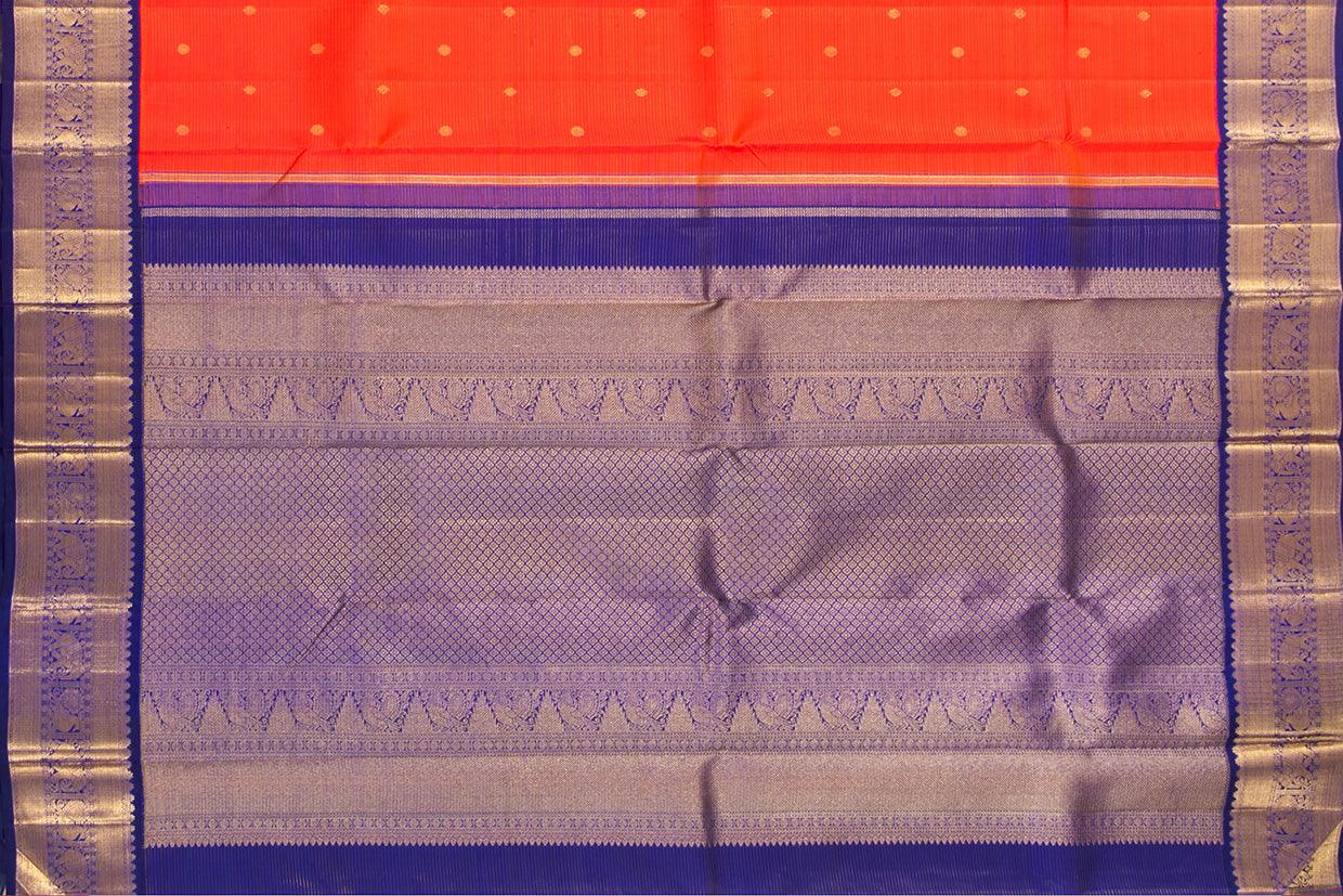 Red And Blue Kanchipuram Vairaoosi Silk Saree With Medium Border Handwoven Pure Silk For Wedding Wear PV NYC 1053 - Silk Sari - Panjavarnam PV NYC 1053