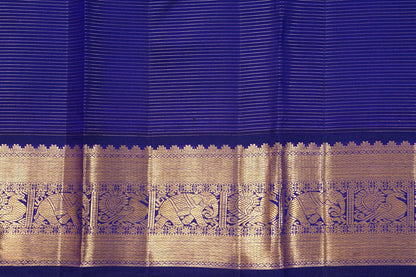 Red And Blue Kanchipuram Vairaoosi Silk Saree With Medium Border Handwoven Pure Silk For Wedding Wear PV NYC 1053 - Silk Sari - Panjavarnam PV NYC 1053