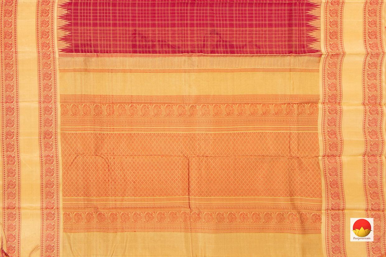 Red And Cream Silk Cotton Saree With Silk Thread Work Handwoven For Office Wear PV KSC 1237 - Silk Cotton - Panjavarnam