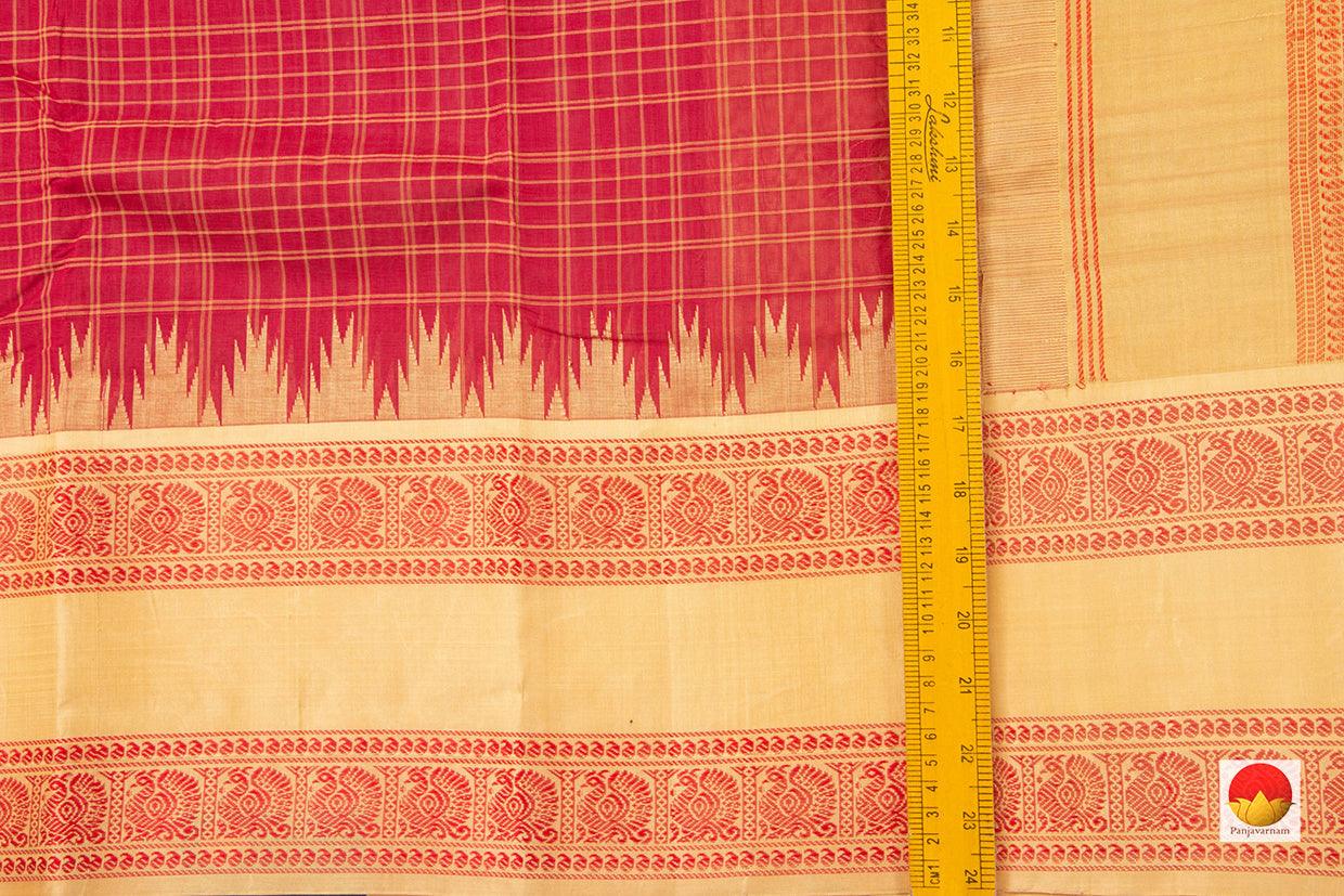 Red And Cream Silk Cotton Saree With Silk Thread Work Handwoven For Office Wear PV KSC 1237 - Silk Cotton - Panjavarnam