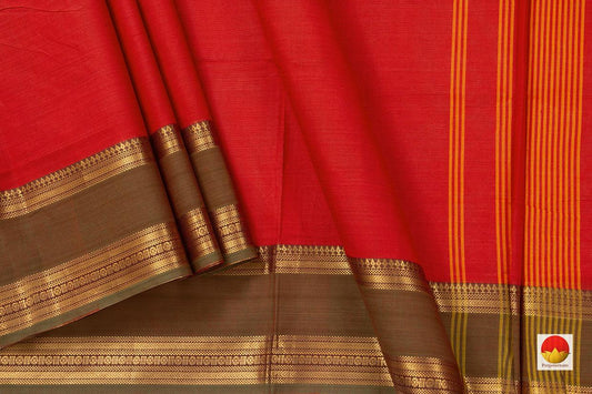 Red And Green Chettinad Cotton Saree For Casual Wear PV SK CC 130 - Cotton Saree - Panjavarnam PV SK CC 130