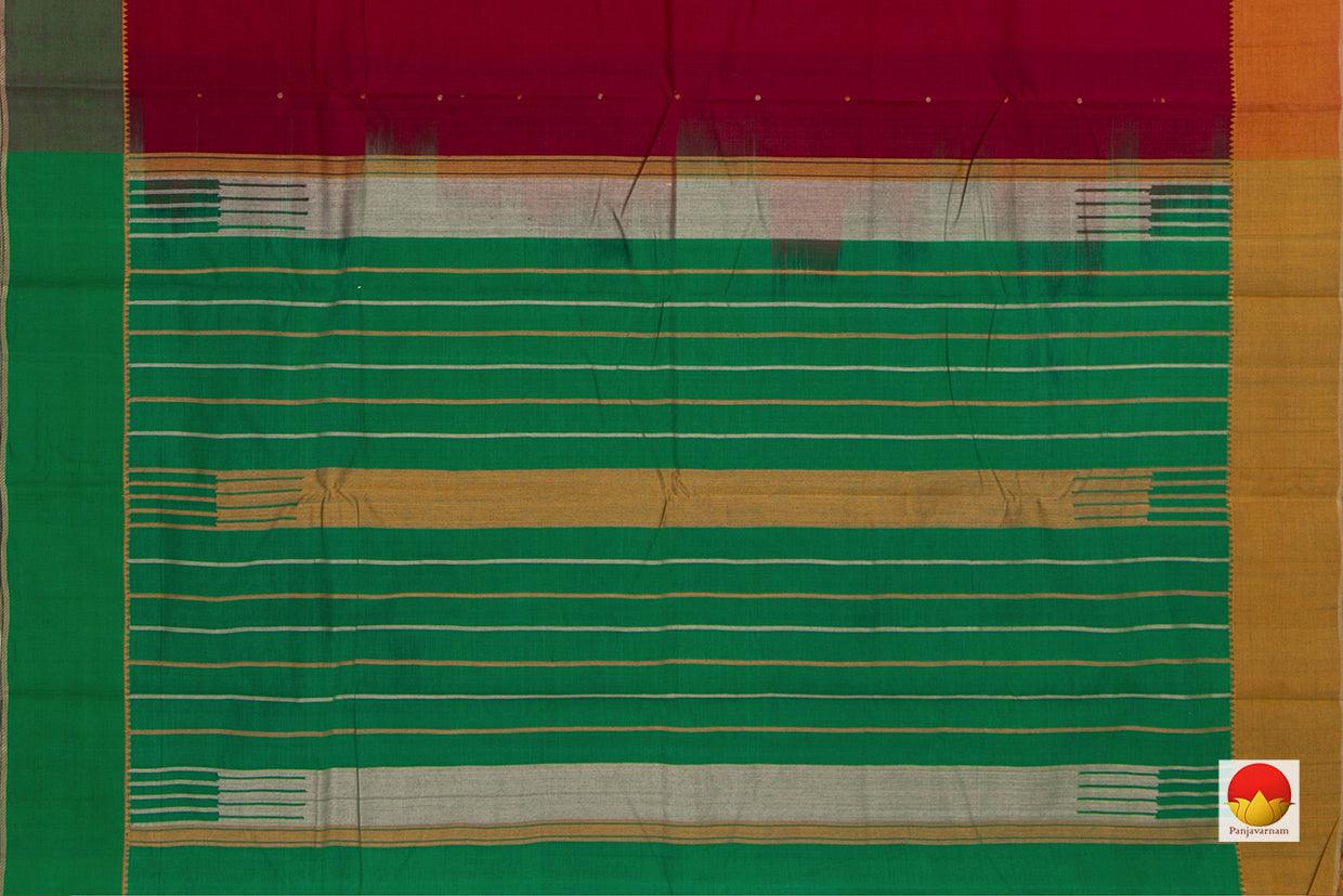 Red And Green Kanchi Cotton Saree Ganga Jamuna Border For Office Wear PV KC 367 - Cotton Saree - Panjavarnam PV KC 367