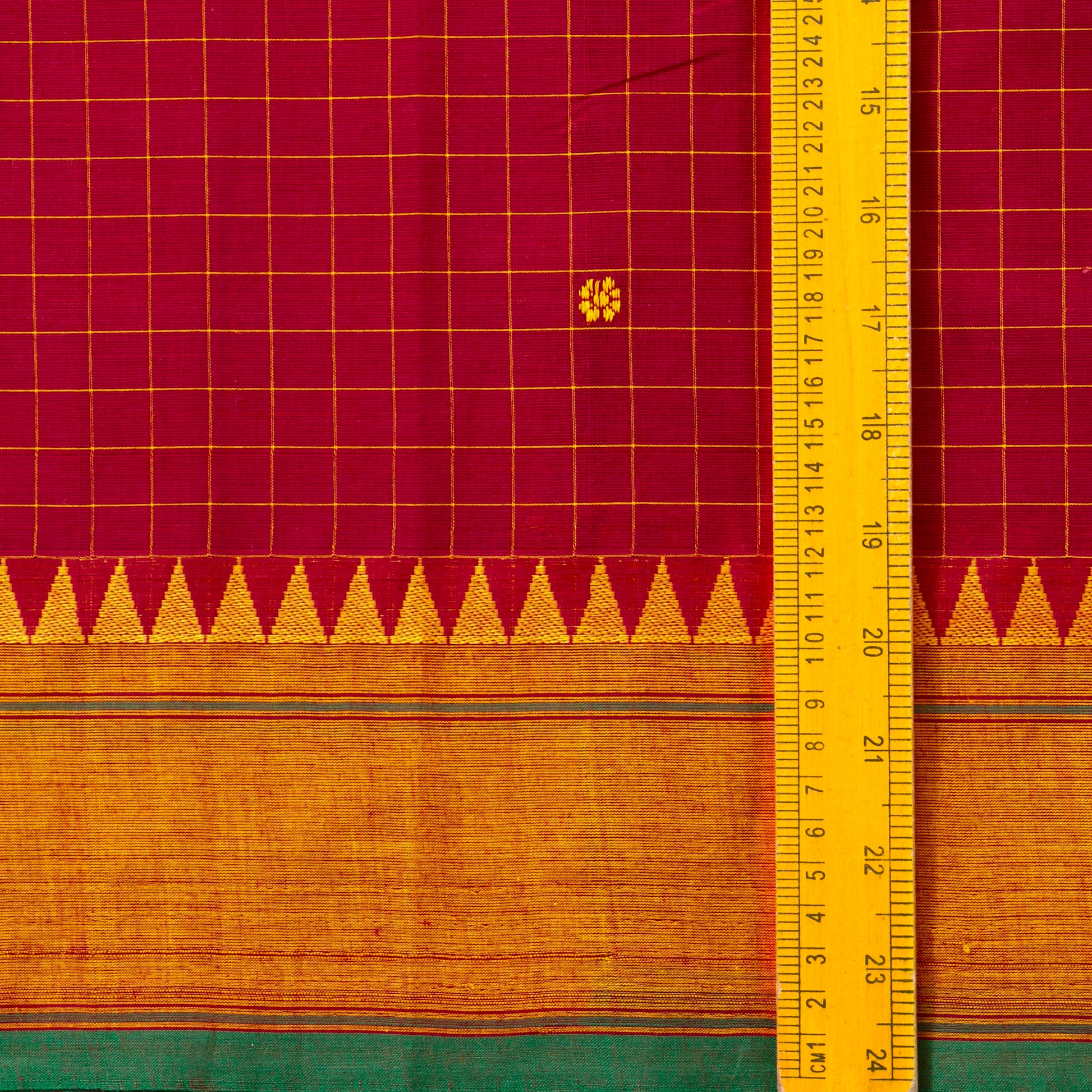 Red And Mustard Kanchi Cotton Saree PV MM KC 256 - Cotton Saree - Panjavarnam PV MM KC 256