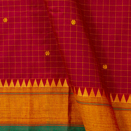 Red And Mustard Kanchi Cotton Saree PV MM KC 256 - Cotton Saree - Panjavarnam PV MM KC 256