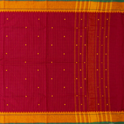 Red And Mustard Kanchi Cotton Saree PV MM KC 256 - Cotton Saree - Panjavarnam PV MM KC 256