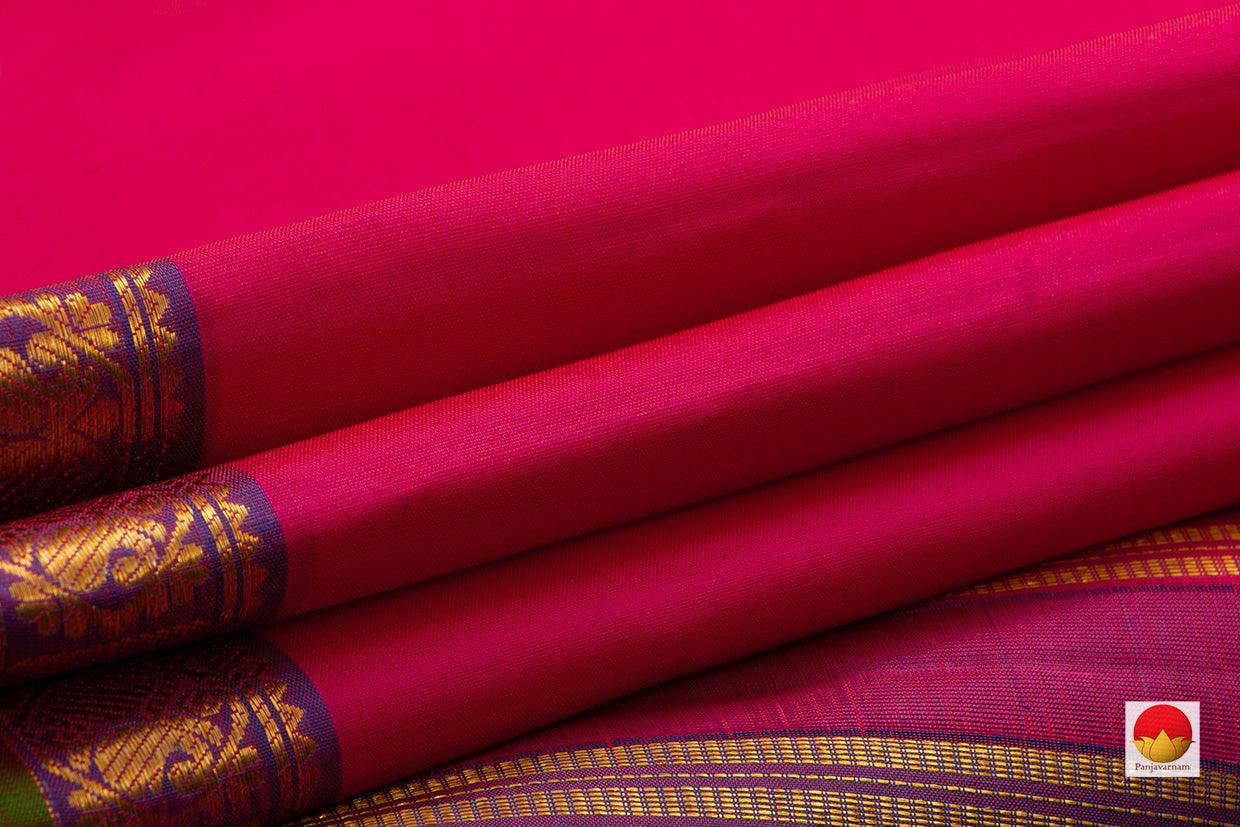 Red And Pink Double Shade Kanchipuram Silk Saree With Purple Border Handwoven Pure Silk Pure Zari For Festive Wear PV NYC 717 - Silk Sari - Panjavarnam