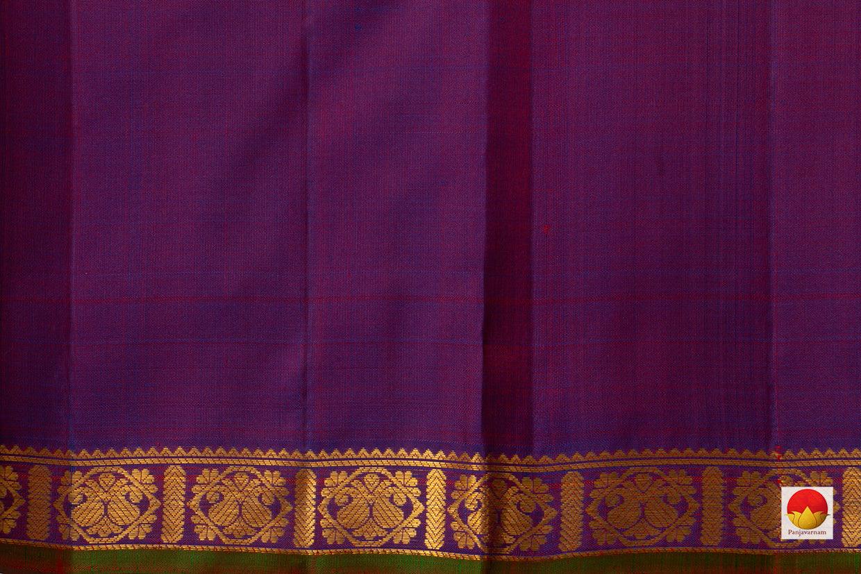 Red And Pink Double Shade Kanchipuram Silk Saree With Purple Border Handwoven Pure Silk Pure Zari For Festive Wear PV NYC 717 - Silk Sari - Panjavarnam