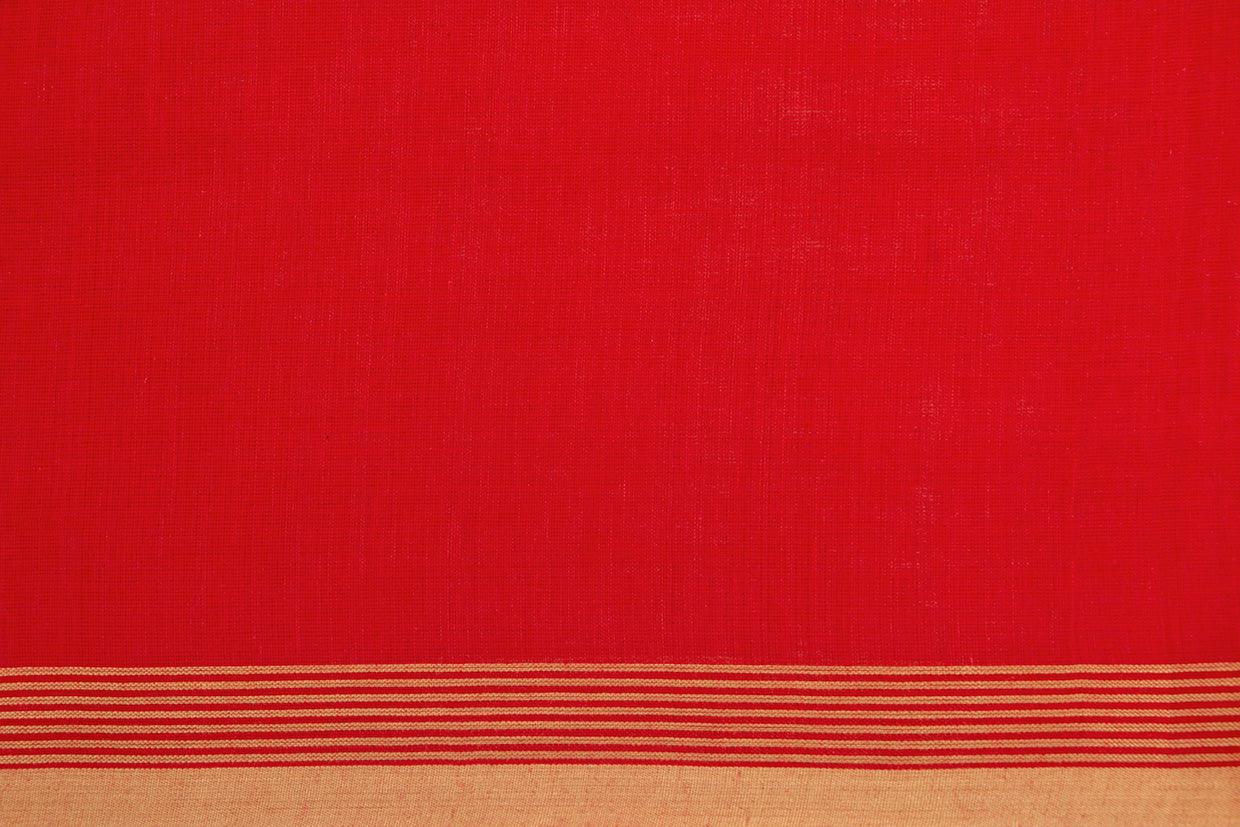 Red Dhakai Jamdani Cotton Saree Handwoven PV MJ 45 - Cotton Saree - Panjavarnam PV MJ 45