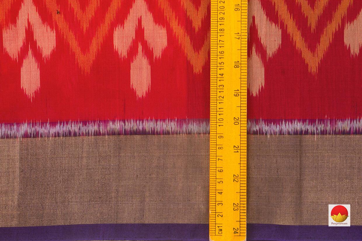 Red Ikkat Silk Cotton Saree Handwoven For Festive Wear PV ISC 1008 - Silk Cotton - Panjavarnam