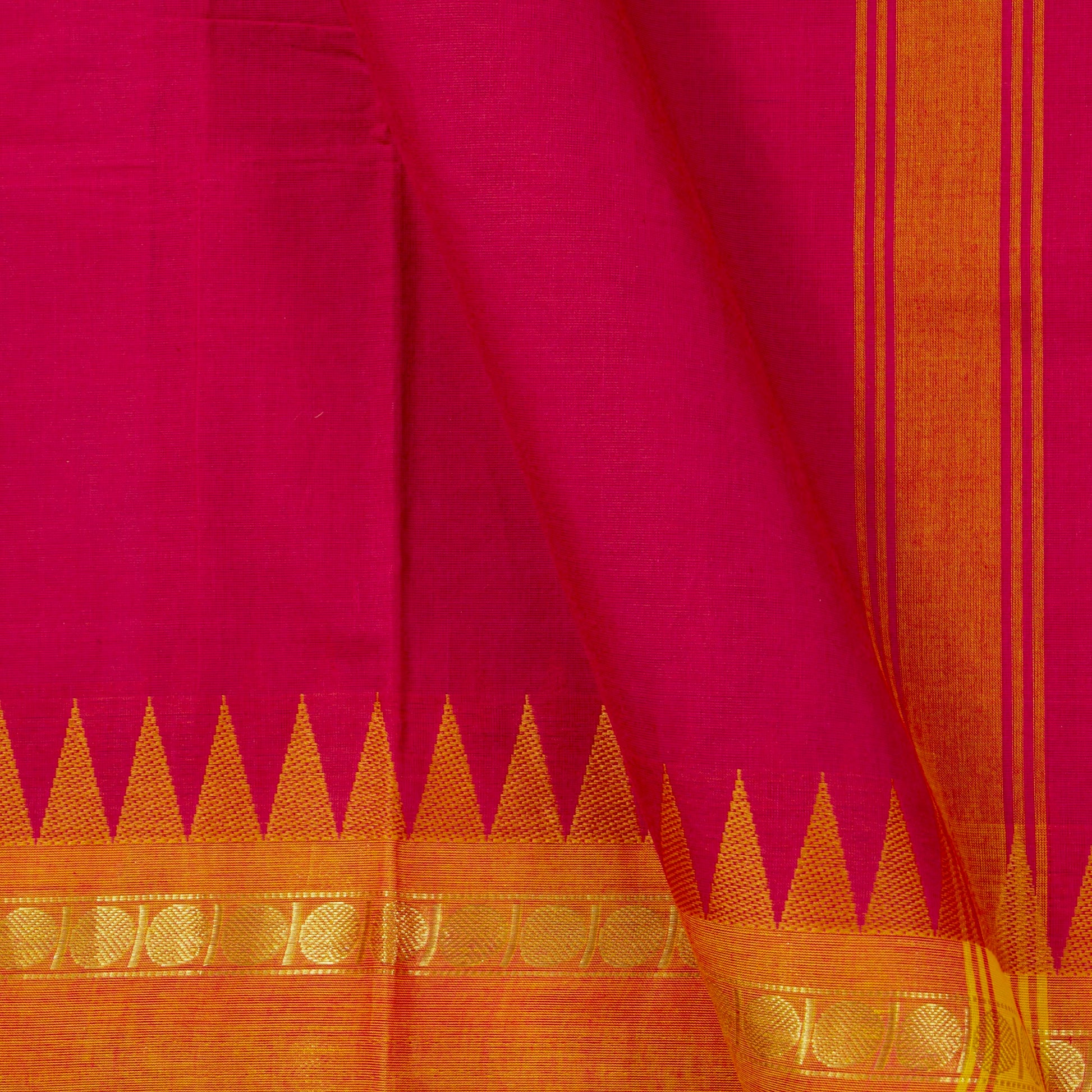 Red Kanchi Cotton Saree Ganga Jamuna Border PV MM KC 114 - Cotton Saree - Panjavarnam PV MM KC 114