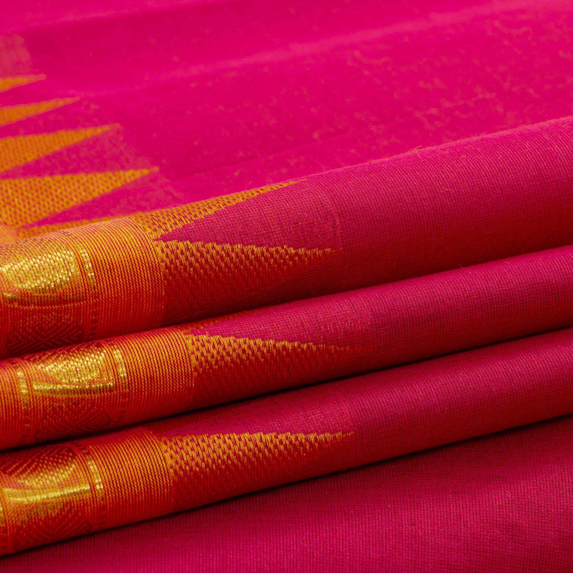 Red Kanchi Cotton Saree Ganga Jamuna Border PV MM KC 114 - Cotton Saree - Panjavarnam PV MM KC 114