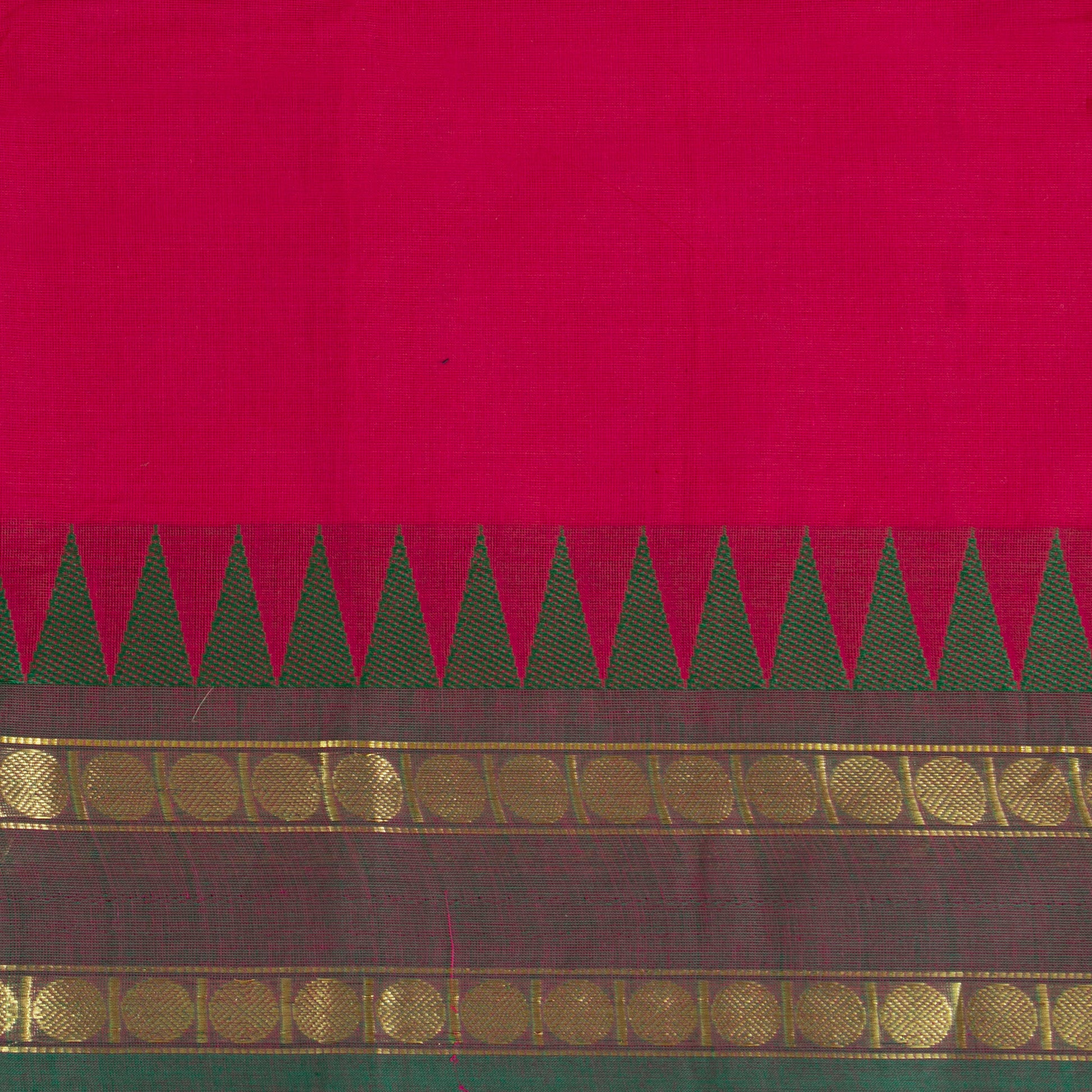 Red Kanchi Cotton Saree Ganga Jamuna Border PV MM KC 114 - Cotton Saree - Panjavarnam PV MM KC 114