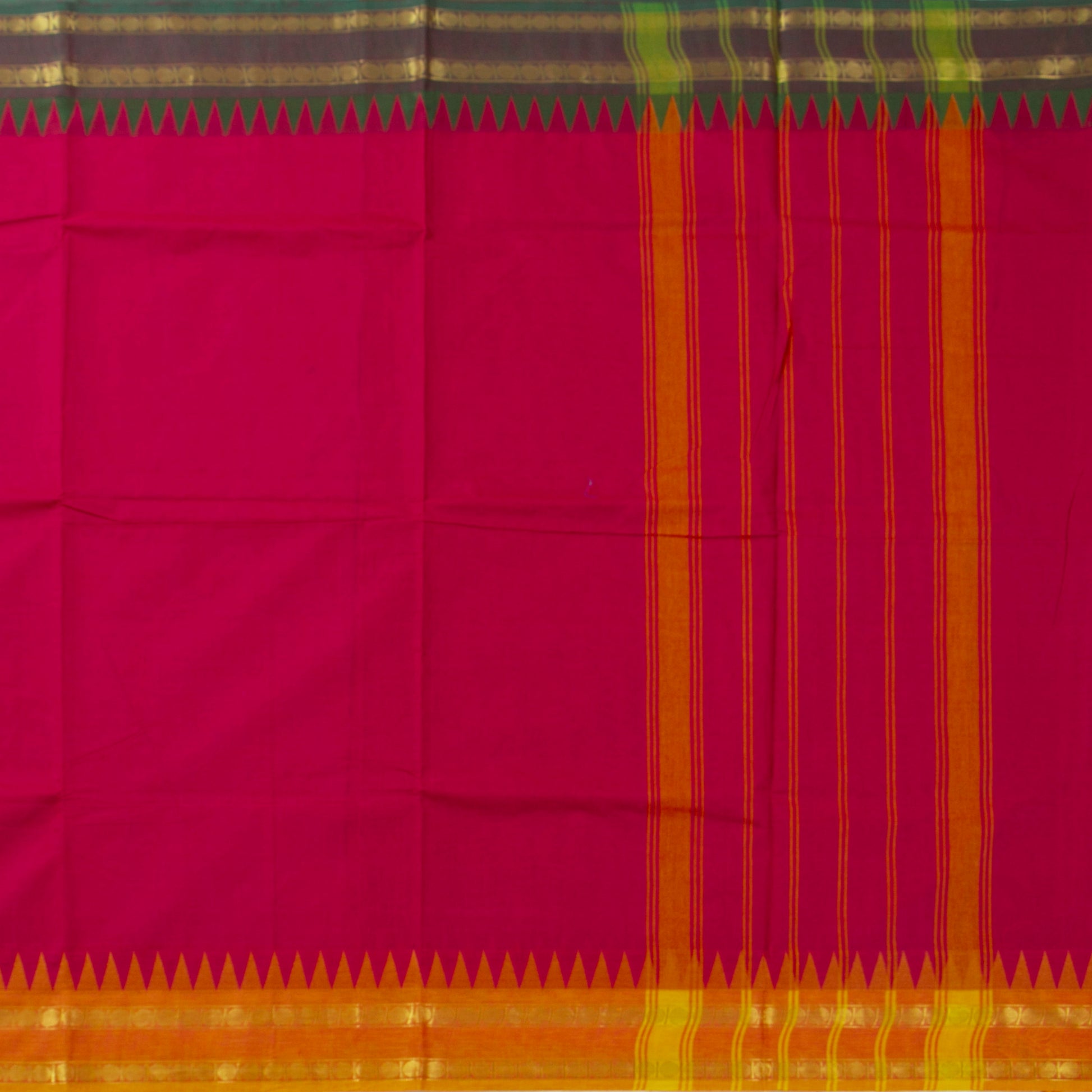 Red Kanchi Cotton Saree Ganga Jamuna Border PV MM KC 114 - Cotton Saree - Panjavarnam PV MM KC 114