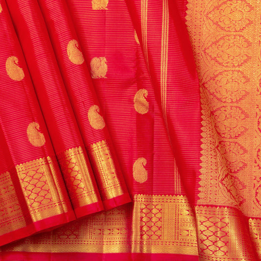 Red Kanchipuram Silk Saree For Wedding Wear PV NYC 1303 - Silk Sari - Panjavarnam PV NYC 1303