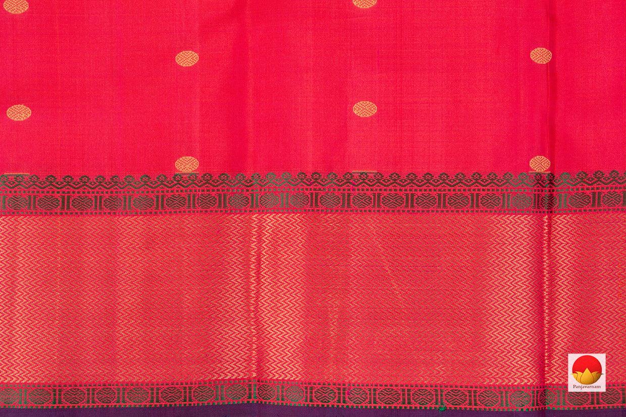 Red Kanchipuram Silk Saree Handwoven Pure Silk No Zari For Festive Wear PV RM NZ 447 - Silk Sari - Panjavarnam
